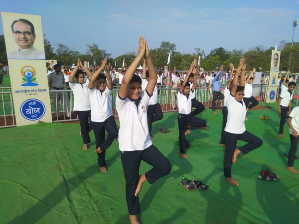 Boarders participate in the International Yoga Day celebrations