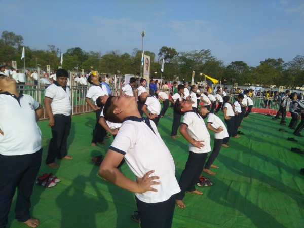 Boarders participate in the International Yoga Day celebrations