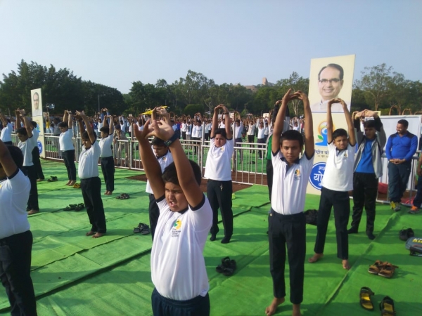 Boarders participate in the International Yoga Day celebrations