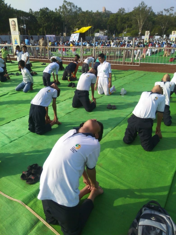 Boarders participate in the International Yoga Day celebrations
